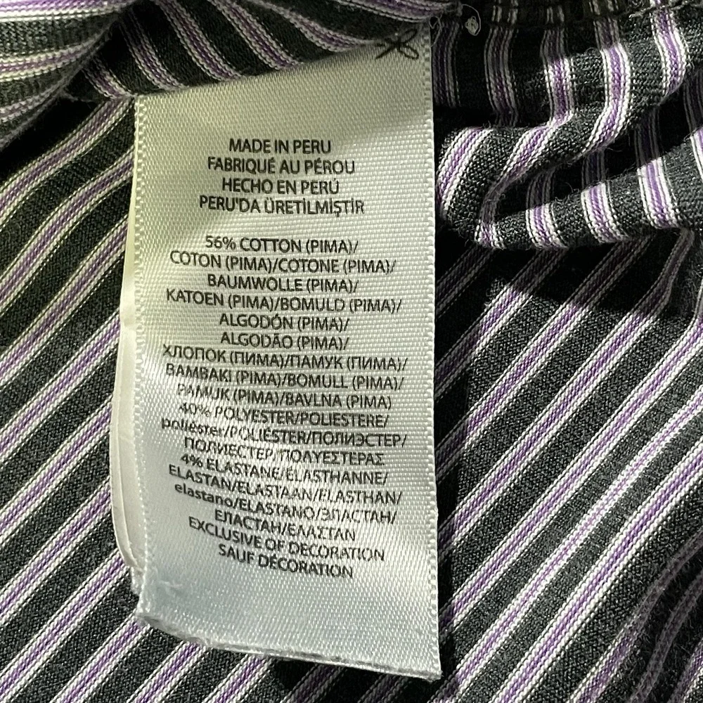 Polo Golf Ralph Lauren Men's M Short Sleeve Gray and Purple Striped Preppy Polo
